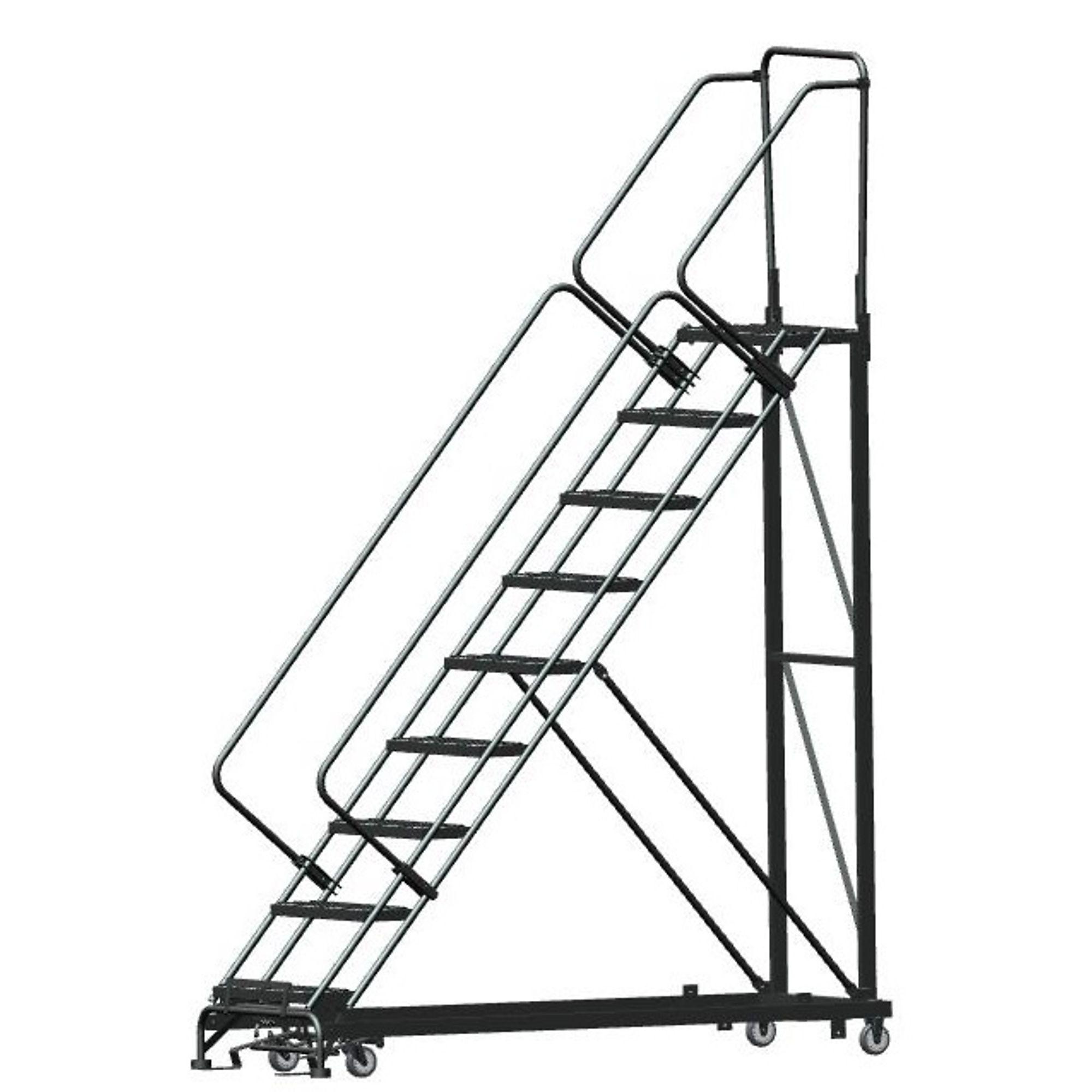 Ballymore, Heavy Duty Stairway Slope -24in.W, 14in.DTS-P Tread, Overall Height 123 in, Steps 9, Material Carbon Steel, Model# HDS-9-P